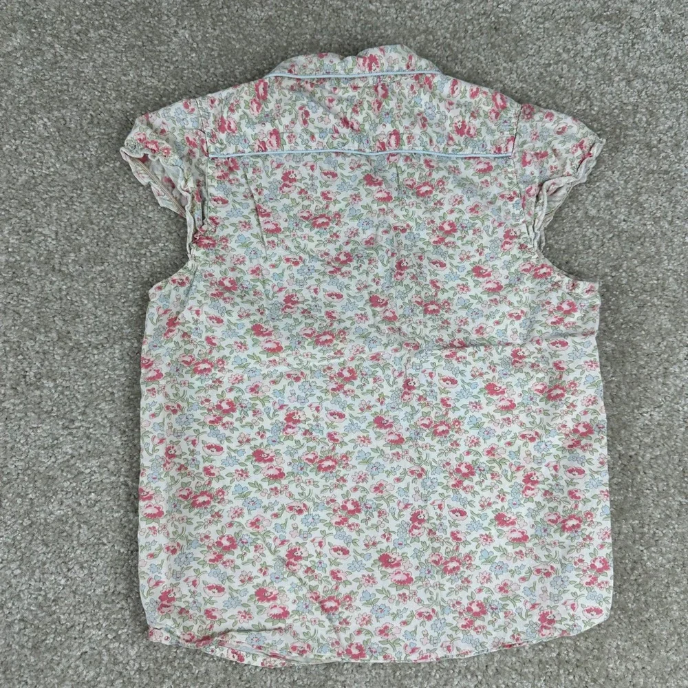 Gymboree Vintage 2001 Girls XL 6 Floral Western Snap Cotton Shirt Cap Sleeve Top